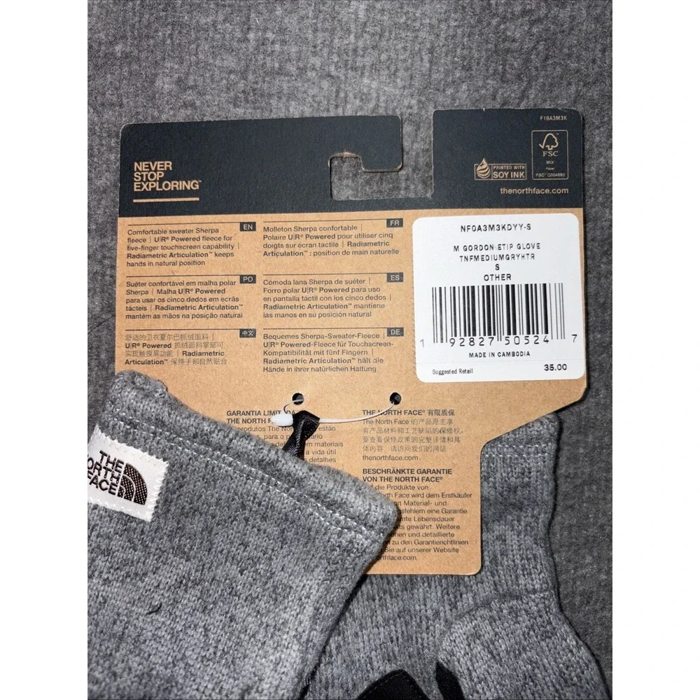 The North Face Men's‎ Gloves Gordon Etip Grey Small New